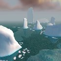 Floating chunks of ice