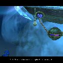 Goblin bomb hanging under a zeppelin ready to be dropped