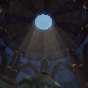 Light coming down on a statue