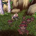 Mists of Pandaria -- Monkey checking out some Pandaren pots