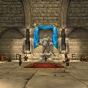 Statue of a hero inside a Stormwind City building